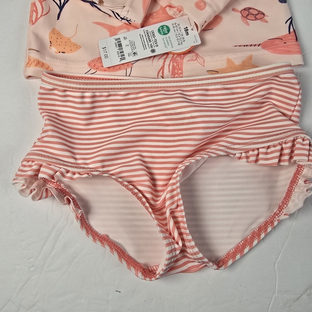 NWT Carter's Toddler Girls' 2-piece Mermaid Print LongSleeve Rashguard swimsuit - Picture 5 of 12
